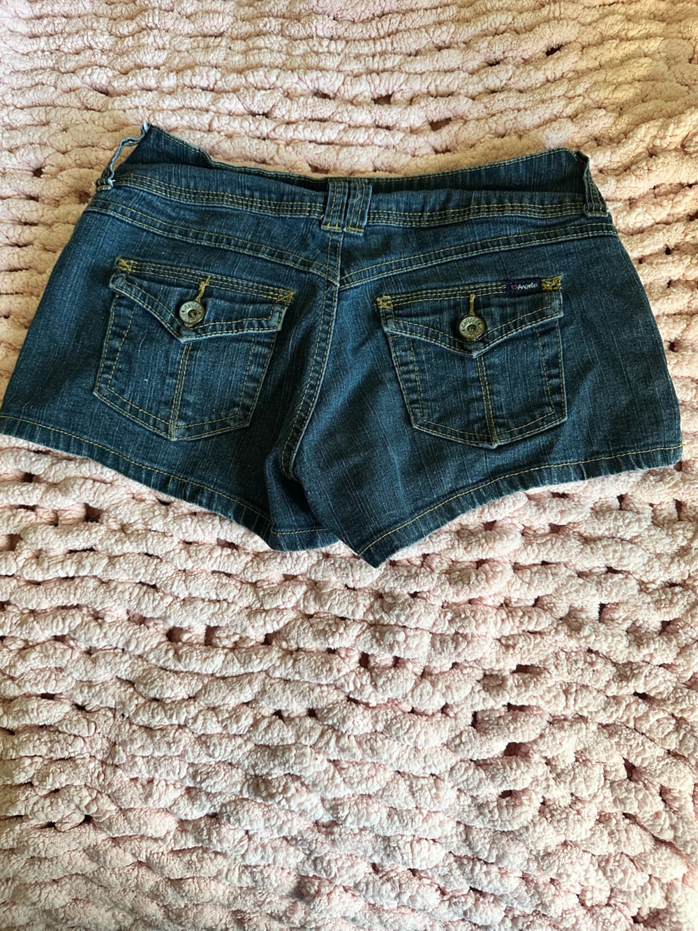 Angels Dark Blue Denim Jean Shorts - Picture 2 of 3